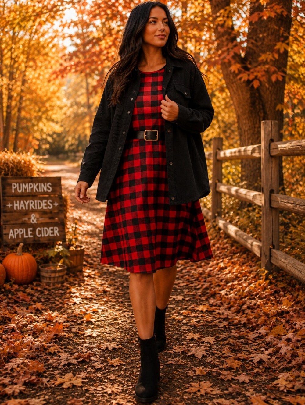 Bombom Brand Red Check Flowy Dress NWOT